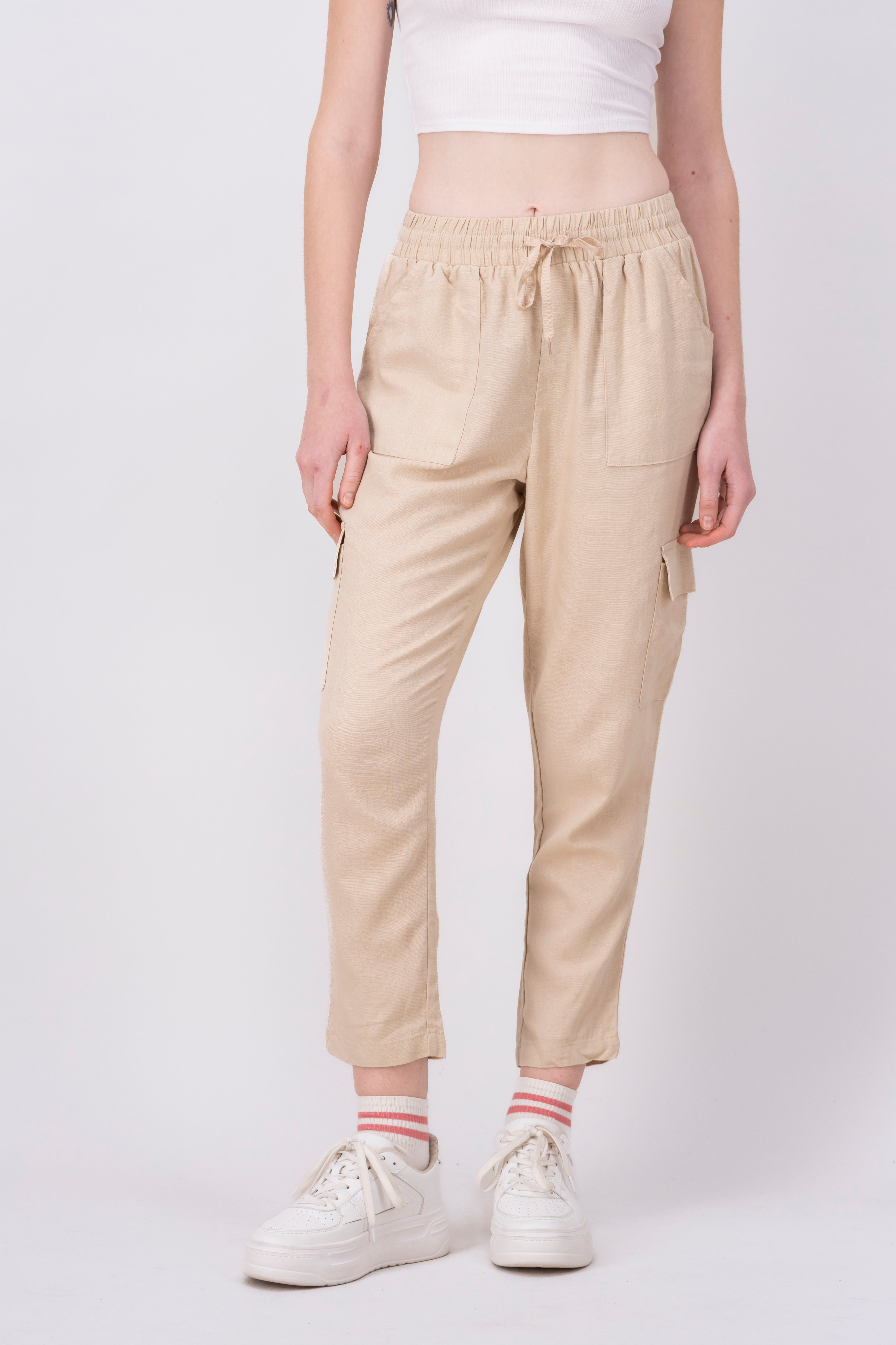 Pantalón cargo cintas cintura KHAKI