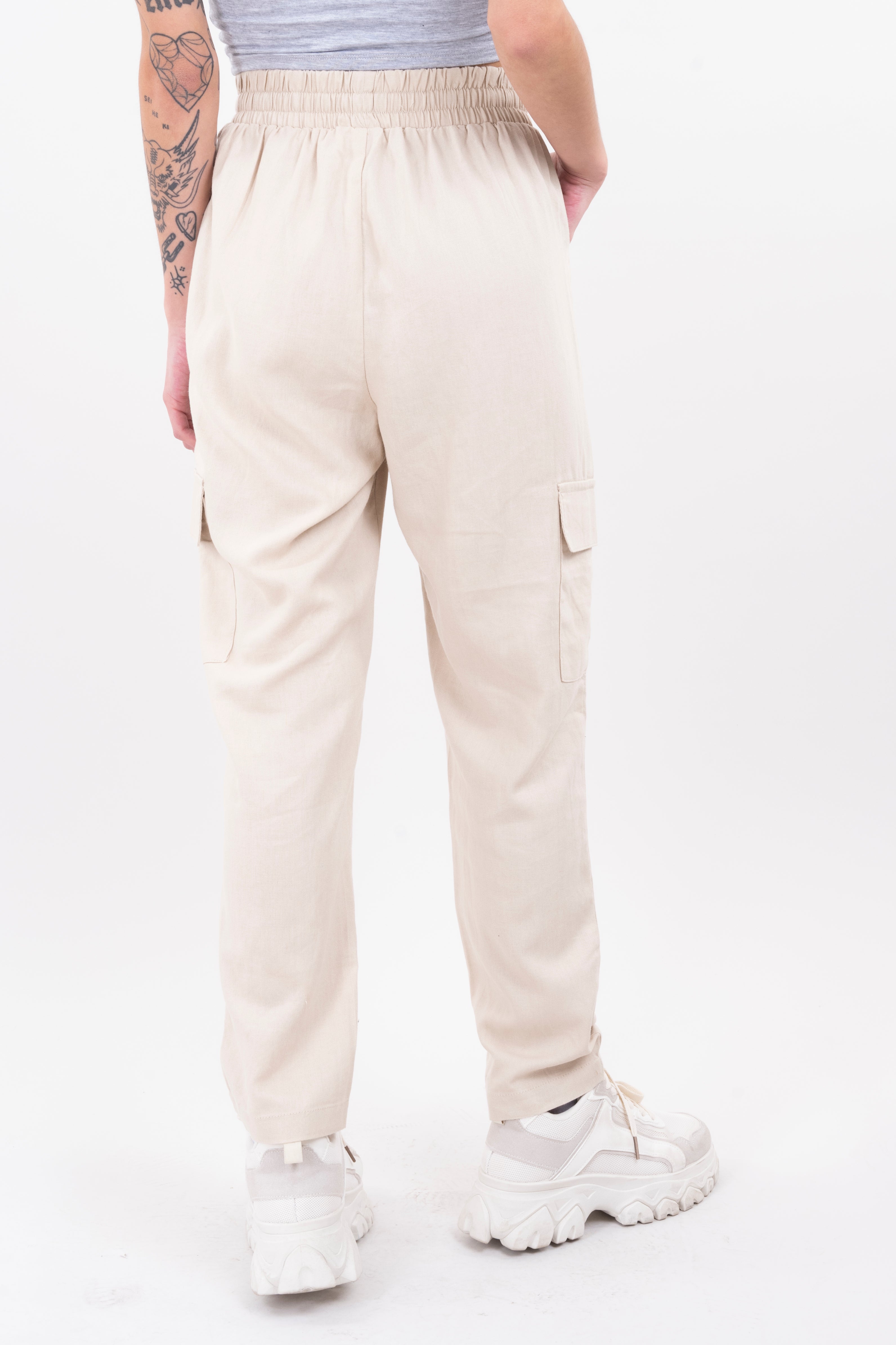 Pantalón cargo cintas cintura KHAKI