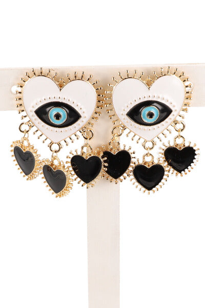 Aretes corazón ojo turco NEGRO