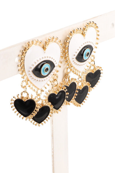 Aretes corazón ojo turco NEGRO