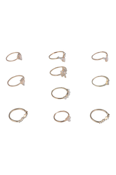 Set 10 anillos metálicos brillos ORO