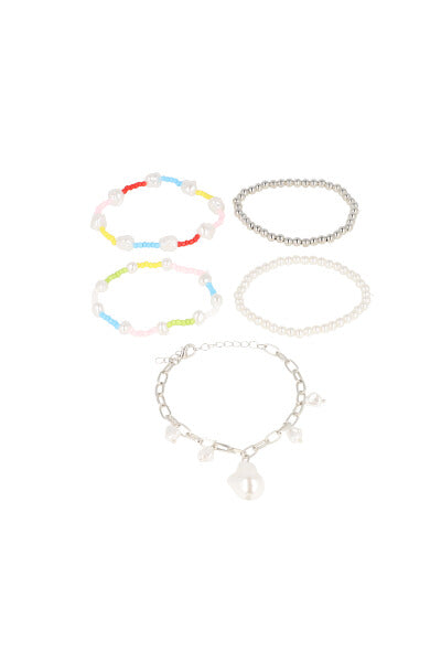 Set 5 pearl bracelets SILVER