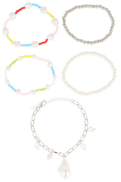 Set 5 pearl bracelets SILVER