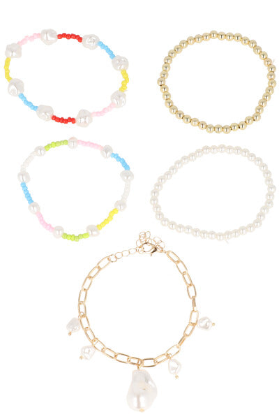 Set 5 pearl bracelets GOLD