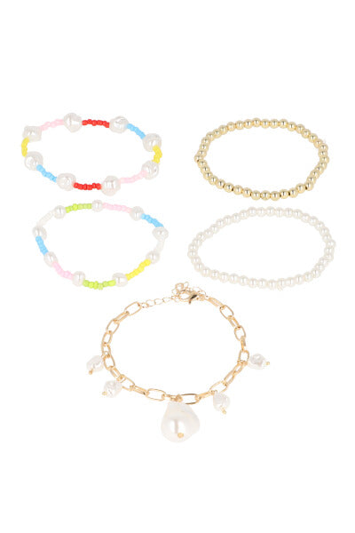 Set 5 pearl bracelets GOLD