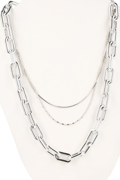 Collar 3 Capas Cadena PLATA