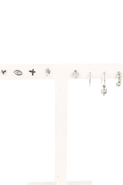 SET 8 earrings figures SILVER