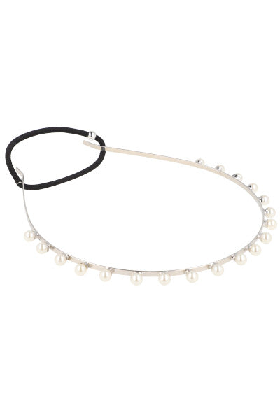 Elastic Pearl headband SILVER