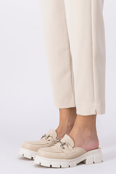 Loafers chunky mula hebilla NUDE