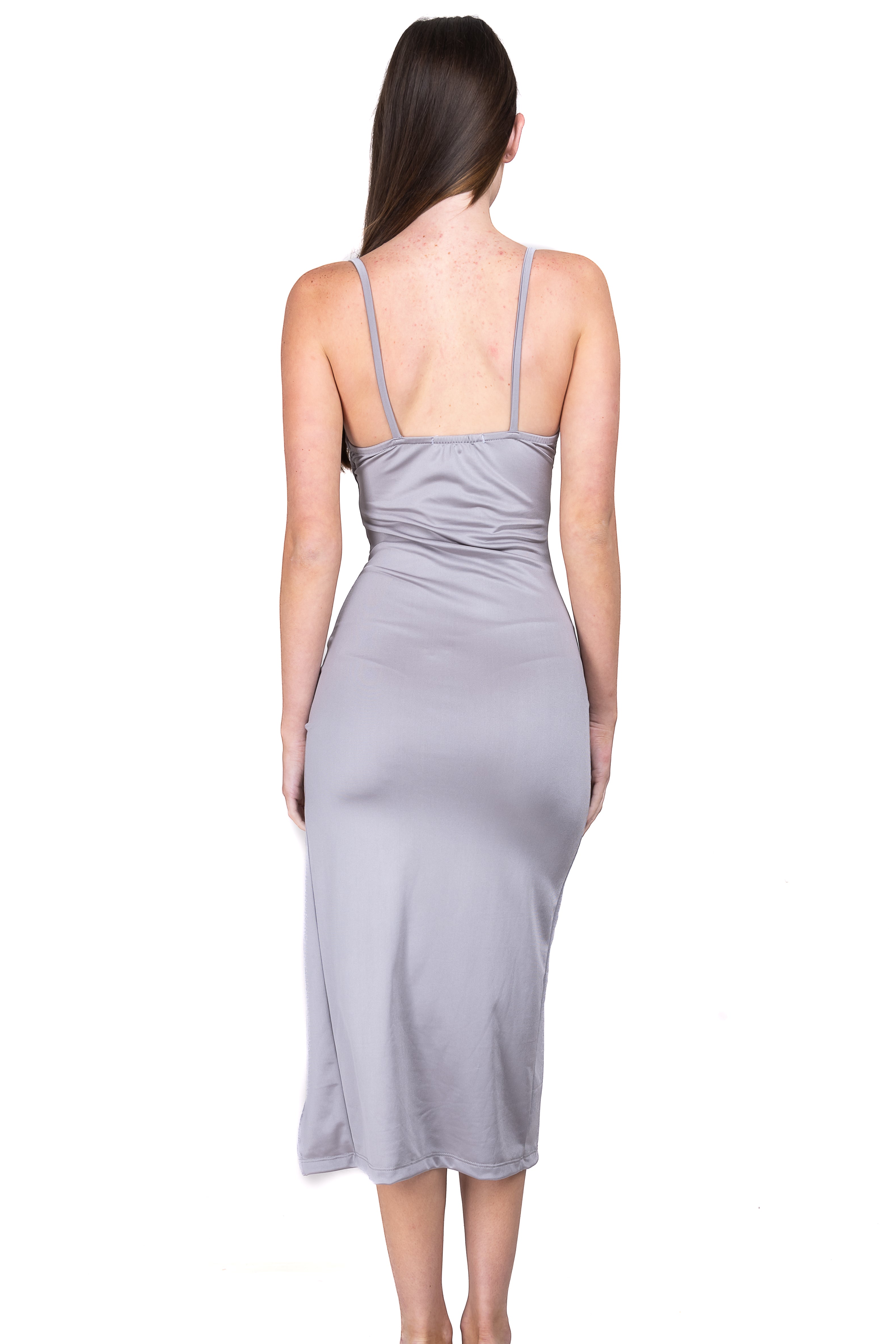 Vestido midi bodycon tirantes GRIS CLARO