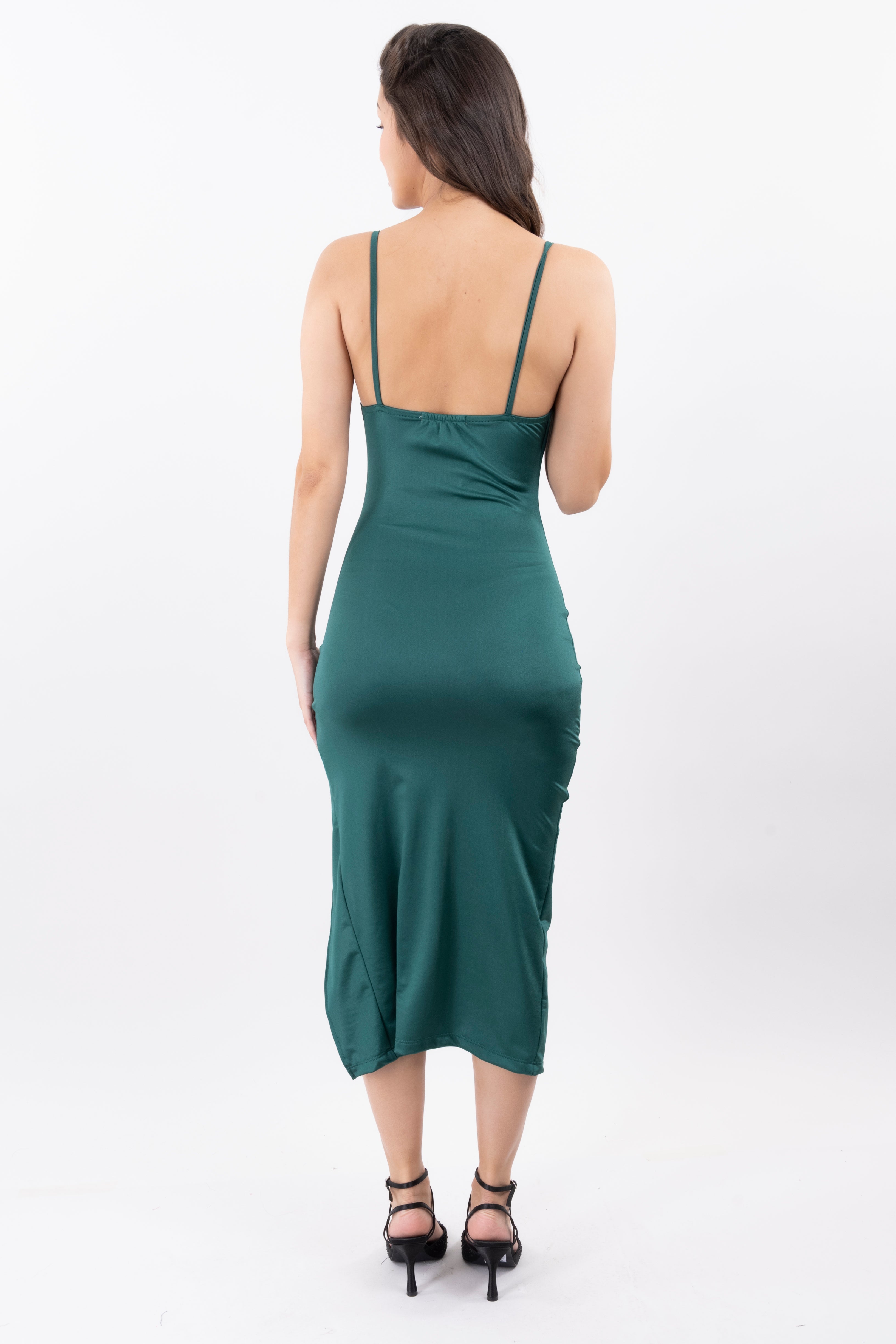 Vestido midi bodycon tirantes VERDE BOTELLA