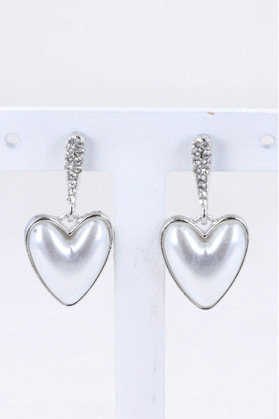 Pearl heart earrings SILVER