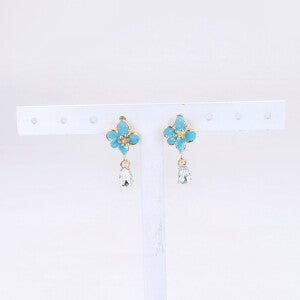 Aretes Flor Color Gota AZUL