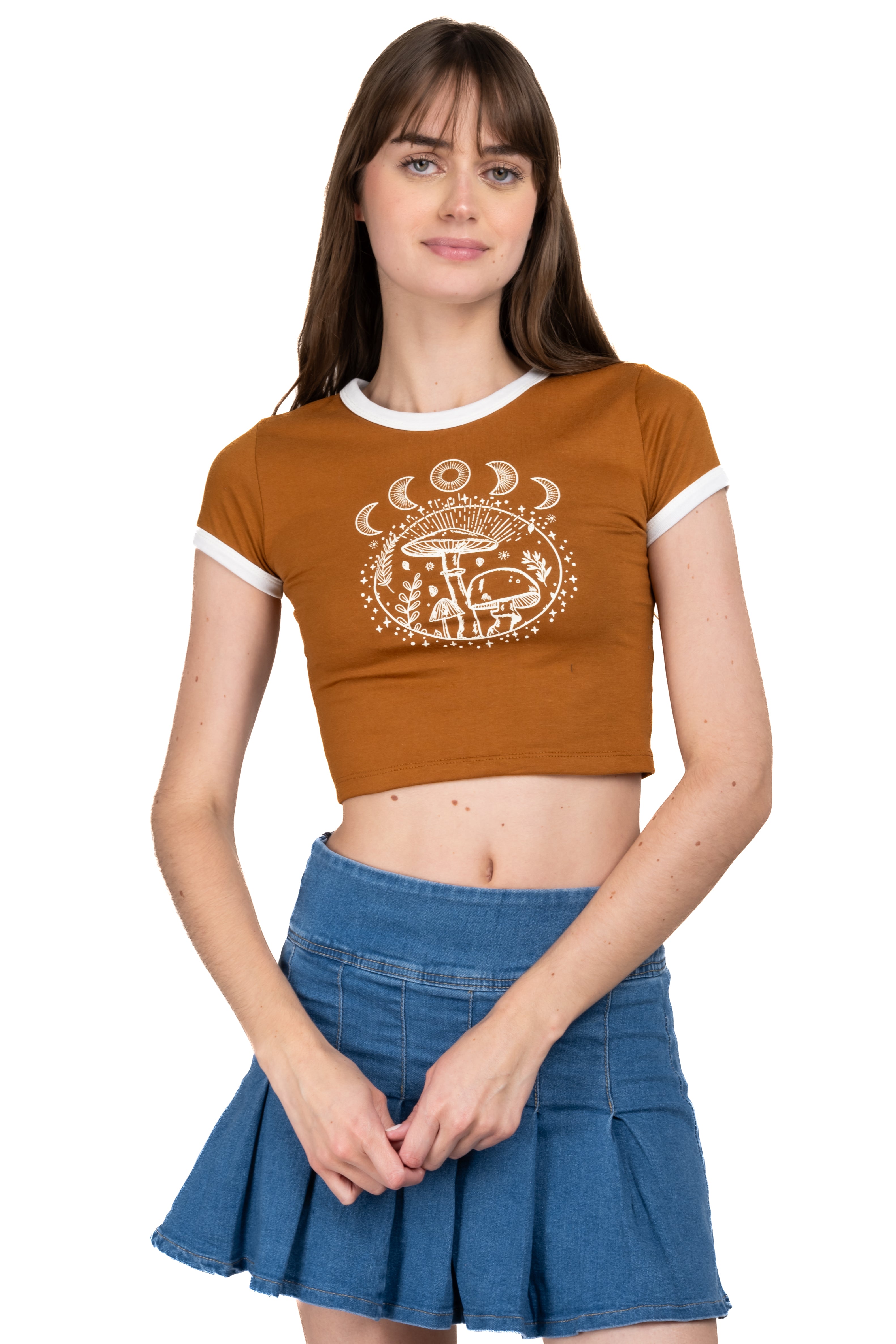 Playera Crop Hongos Lunas AMBAR