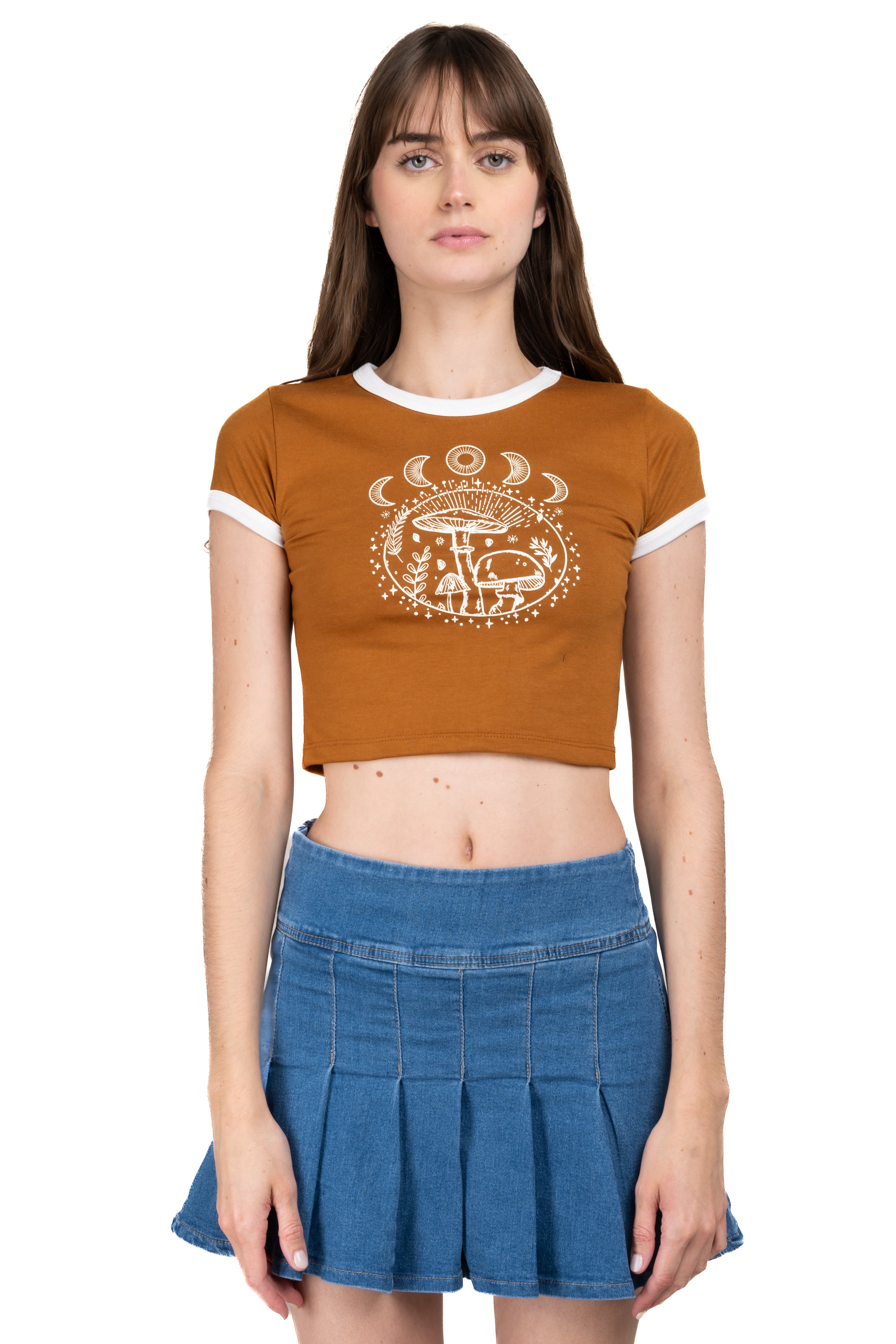 Playera Crop Hongos Lunas AMBAR