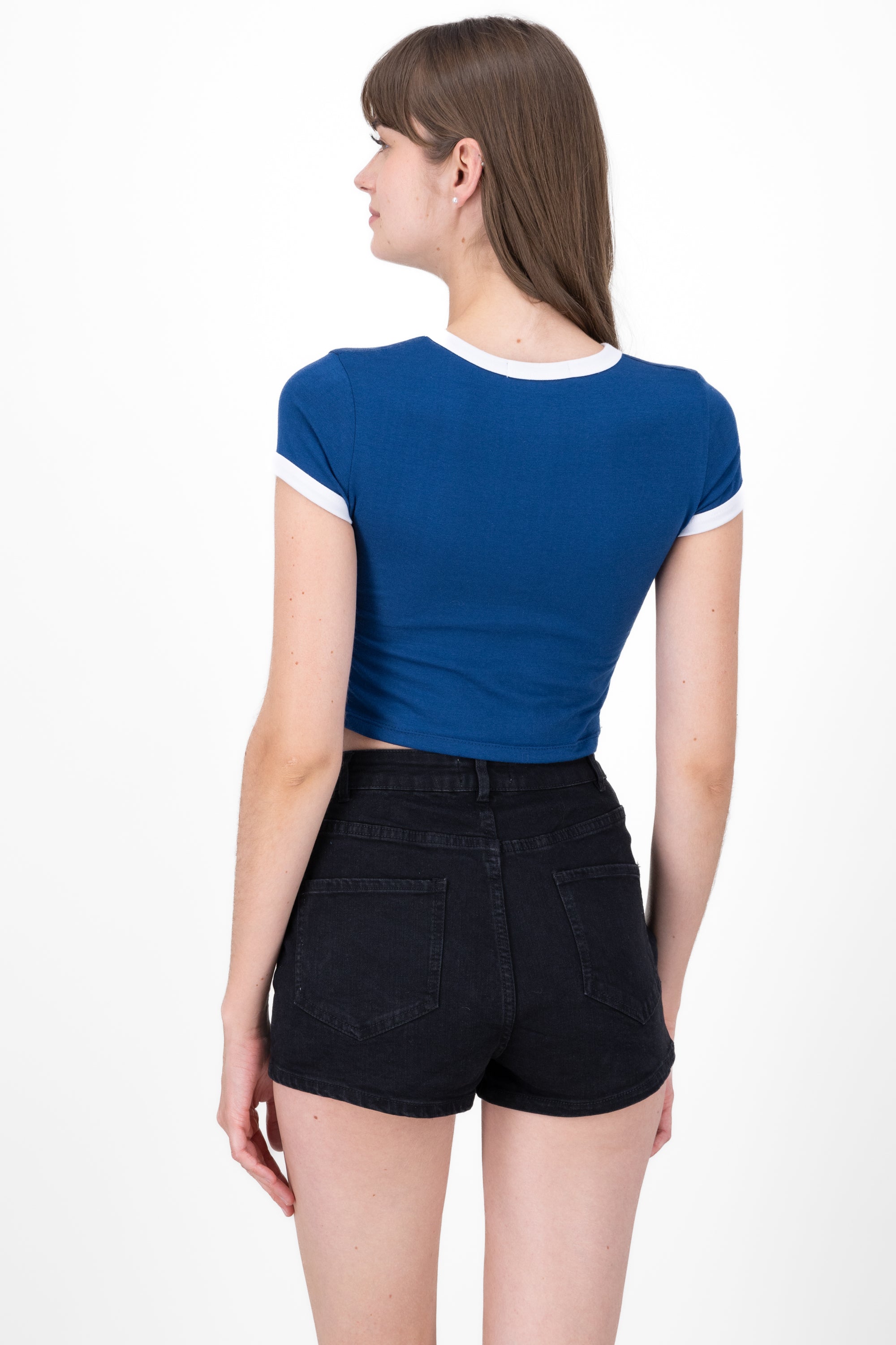 Playera Crop Hongos Lunas AZUL