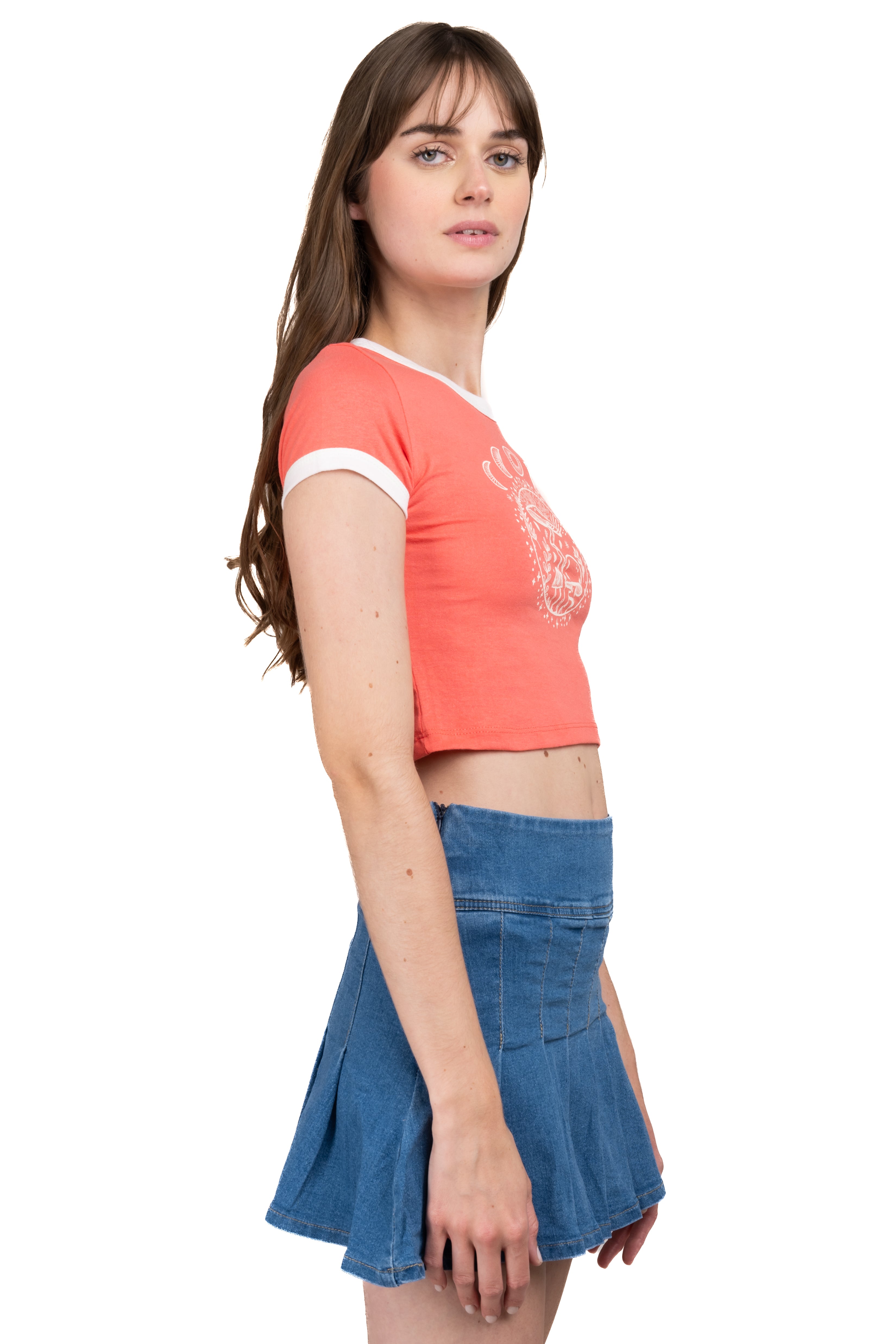 Playera Crop Hongos Lunas CORAL