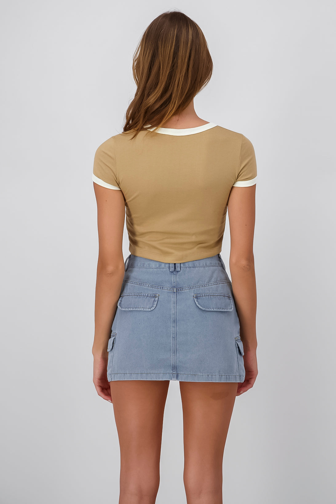 Playera Crop Hongos Lunas KHAKI