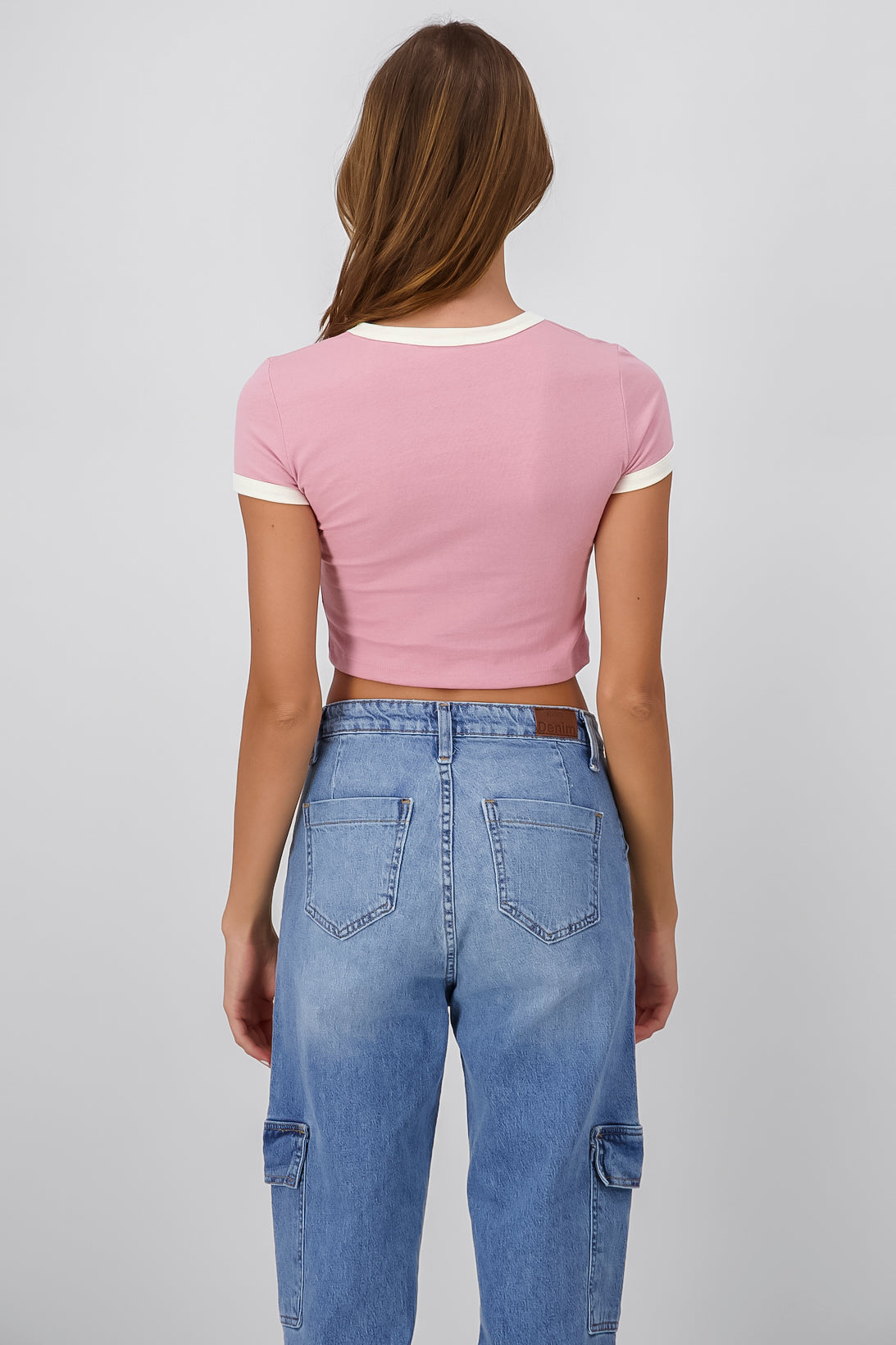 Playera Crop Hongos Lunas PALO DE ROSA