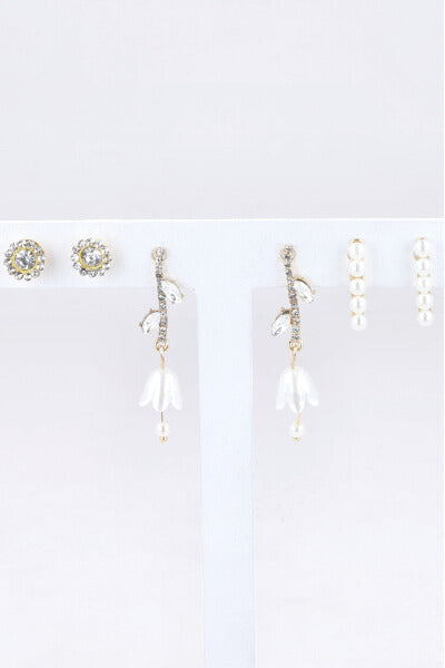 3Pr Aretes Perla Flor ORO