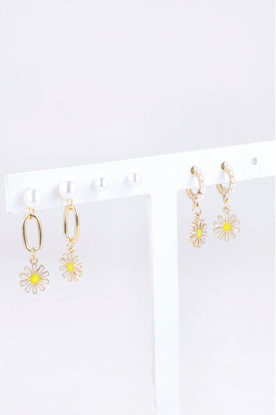 3Pr Aretes Margaritas Perlas ORO