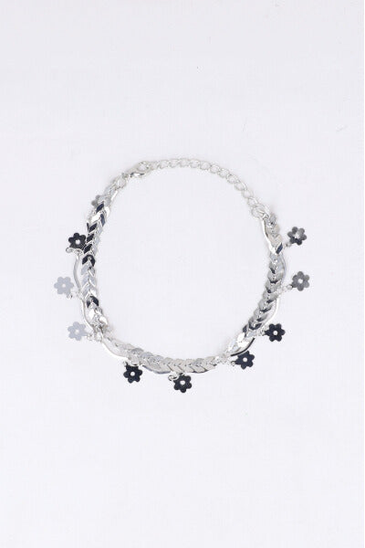 Anklet 2L Flores SILVER