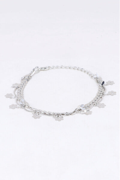 Anklet 2L Flores SILVER