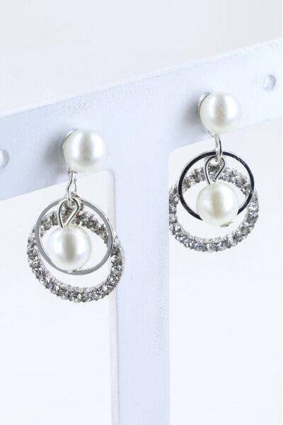 Aretes Doble Circulo Brillos PLATA