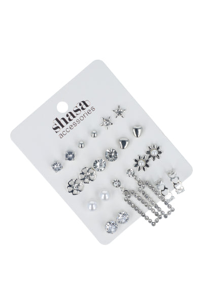 Set 11 Aretes Multidiseños PLATA