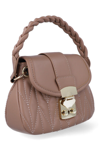 Bolsa capitonada asa trenzada BEIGE