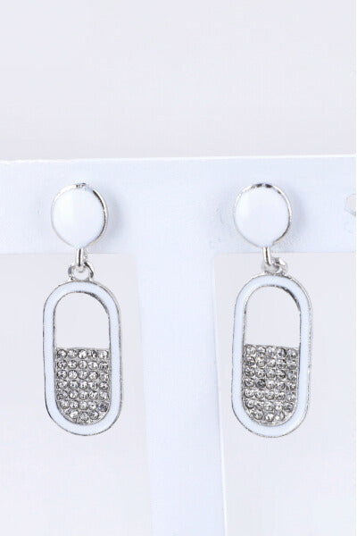 Oval bright earrings WHITE