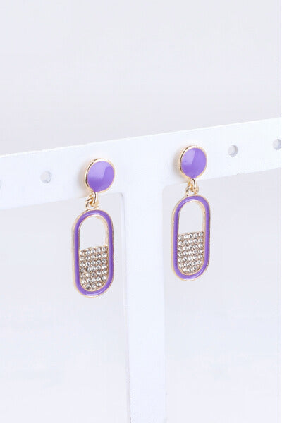 Oval bright earrings PURPLE