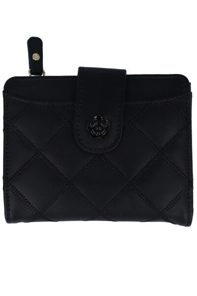 Cartera capitonada broche flor NEGRO