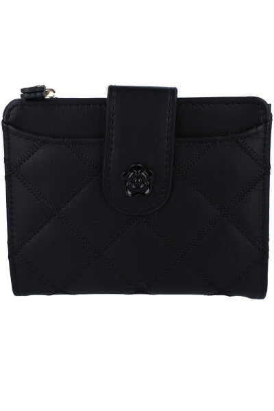 Cartera capitonada broche flor NEGRO