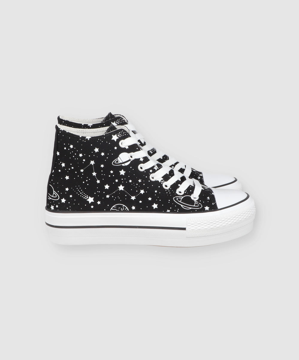 Tenis Canvas Galaxia Plataforma NEGRO