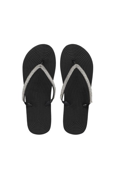 Flip Flops Cintas Brillos NEGRO