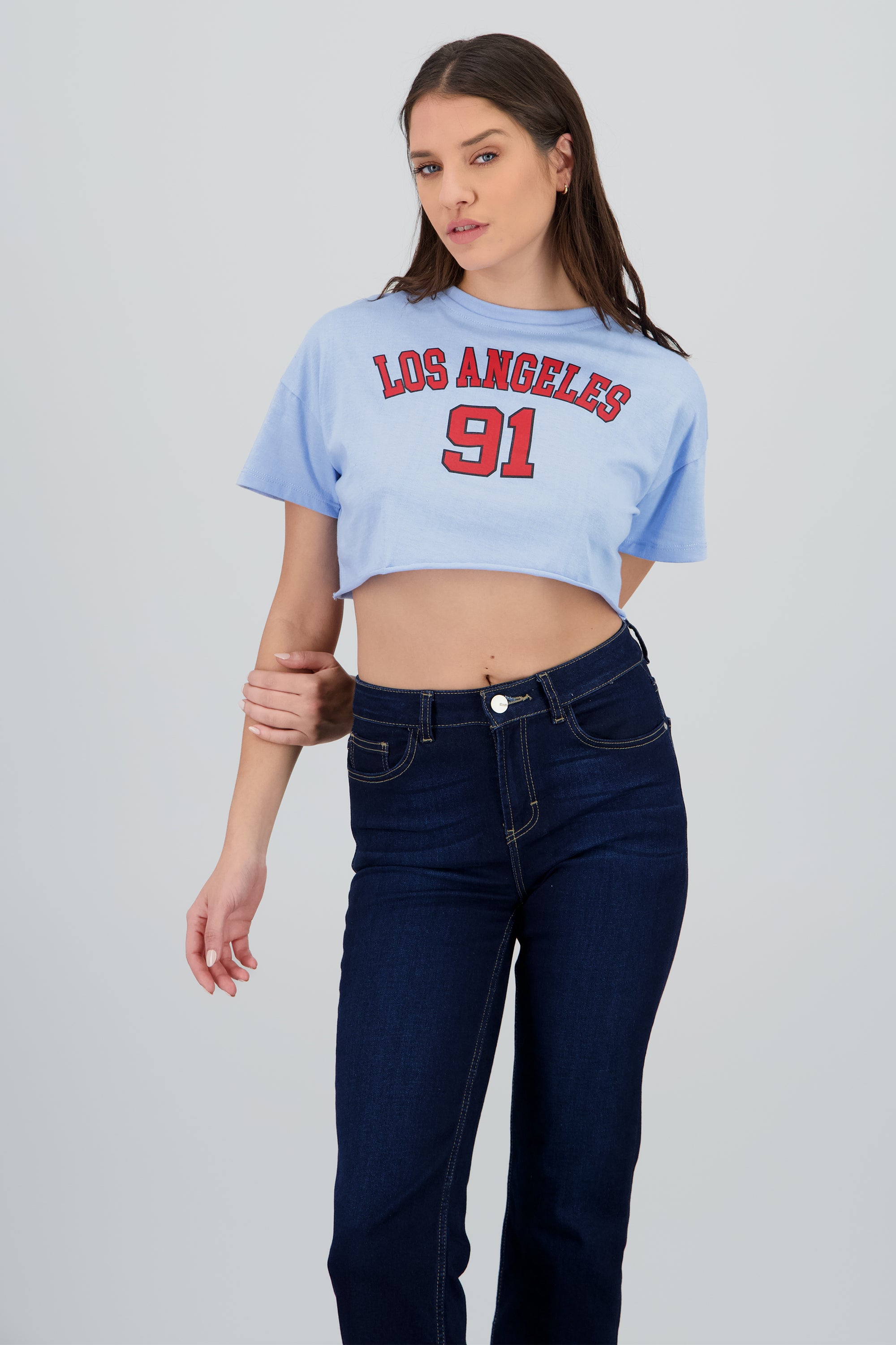 Top Manga Corta Los Angeles AZUL PASTEL
