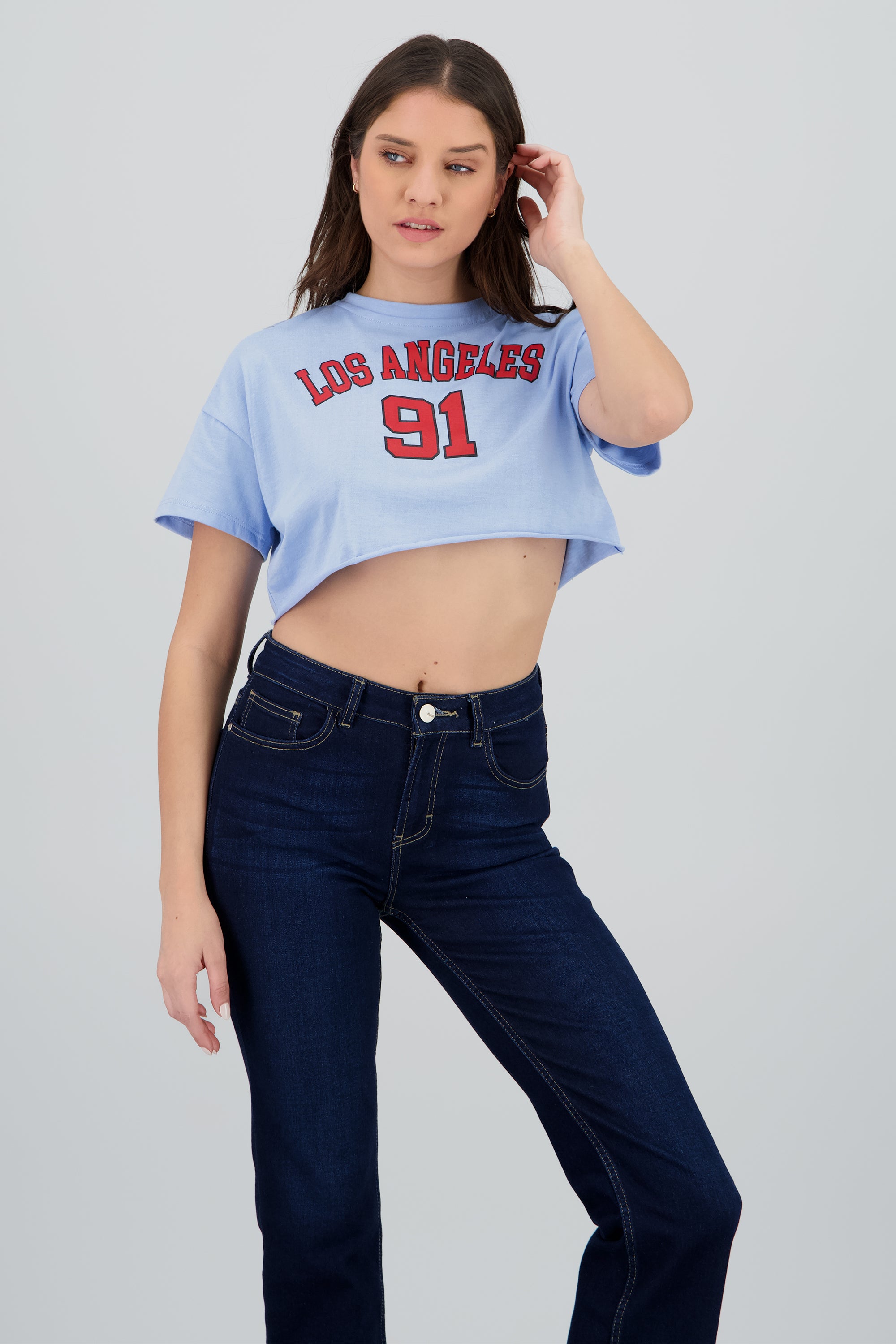 Top Manga Corta Los Angeles AZUL PASTEL