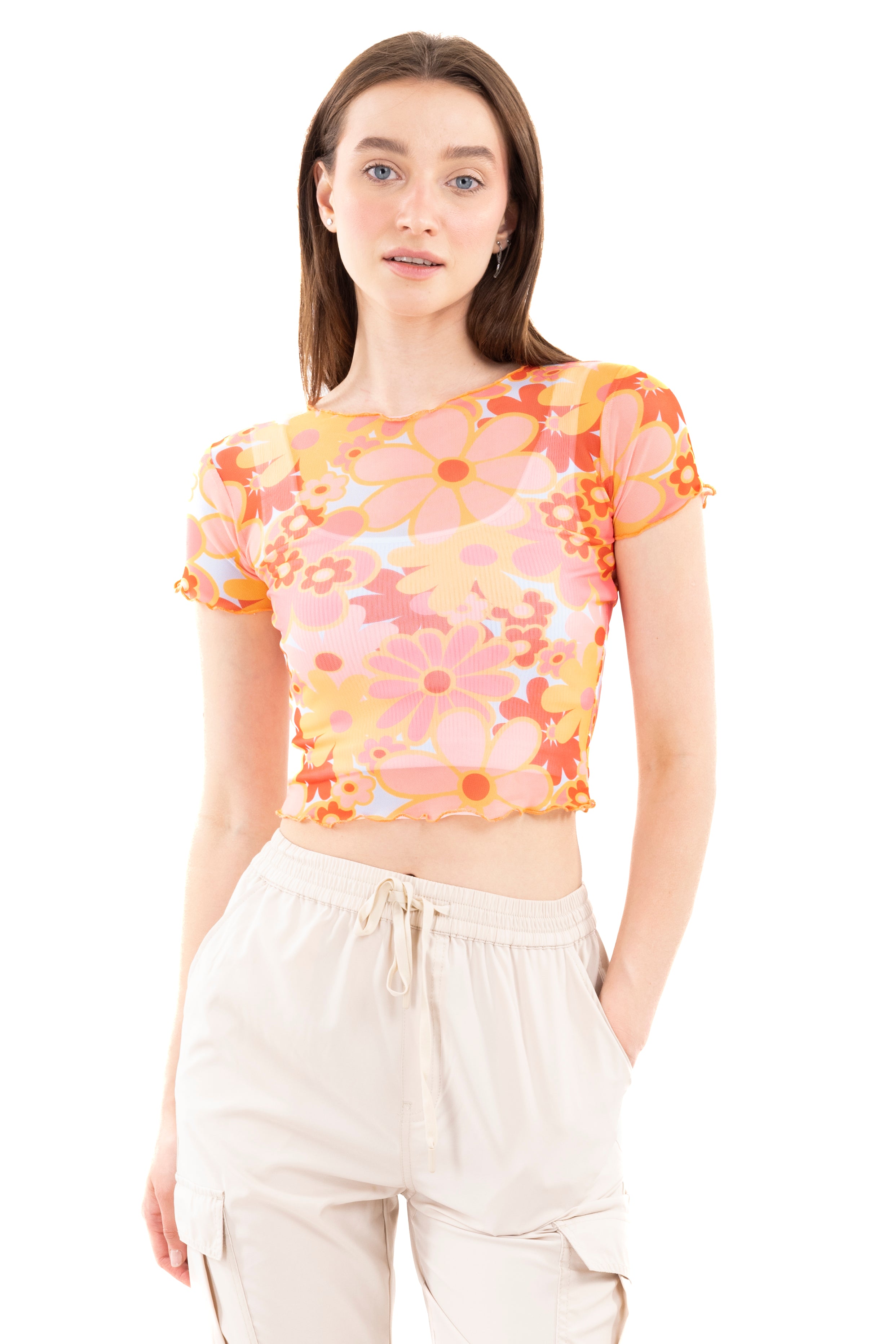 Top mesh printed flower Rosa Combo