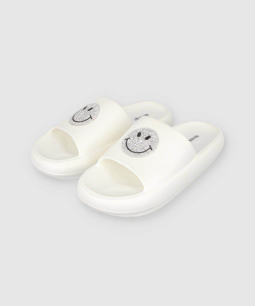 Slide carita feliz brillos BLANCO