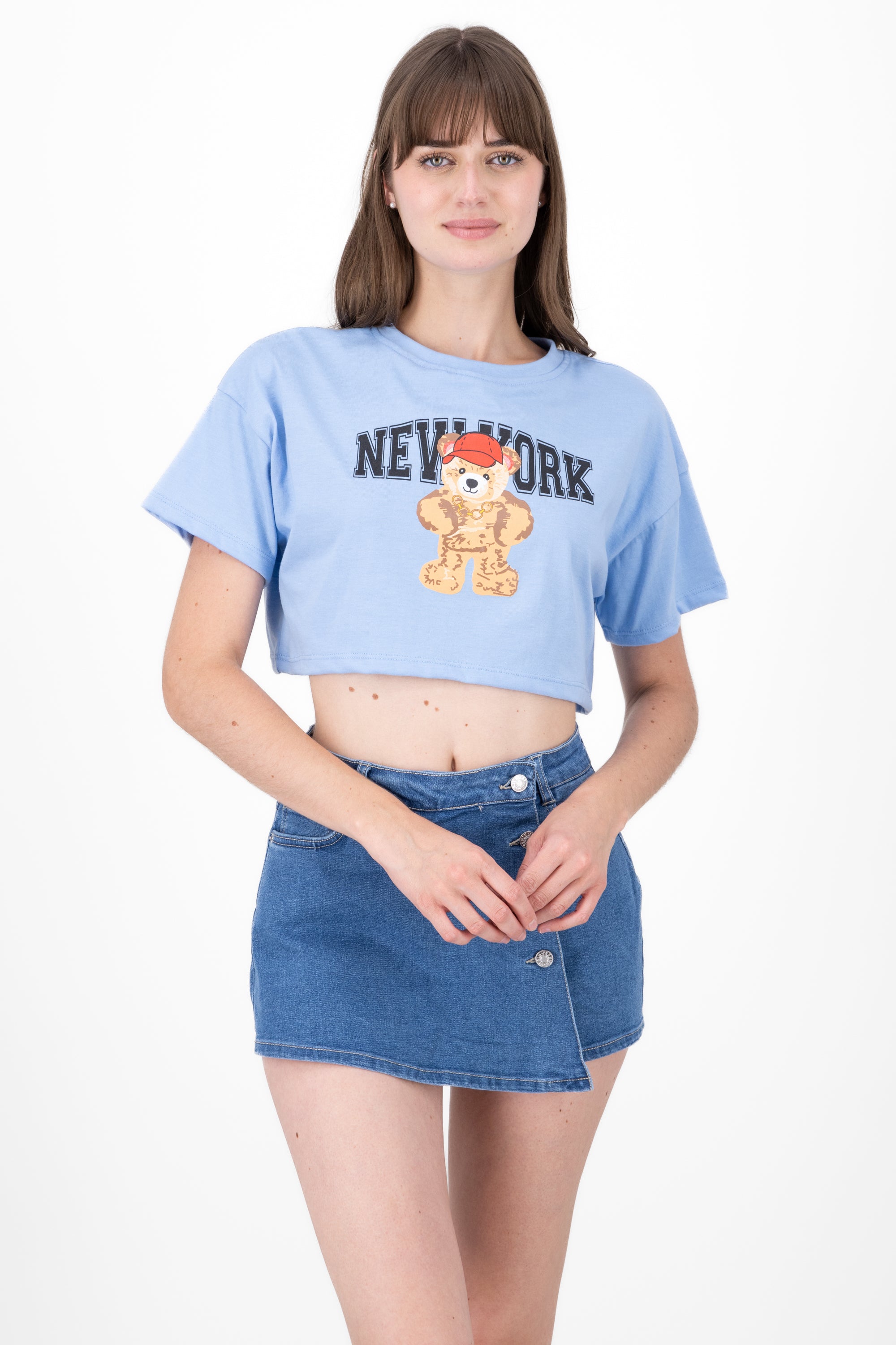 Top Crop Osito Nueva York AZUL PASTEL