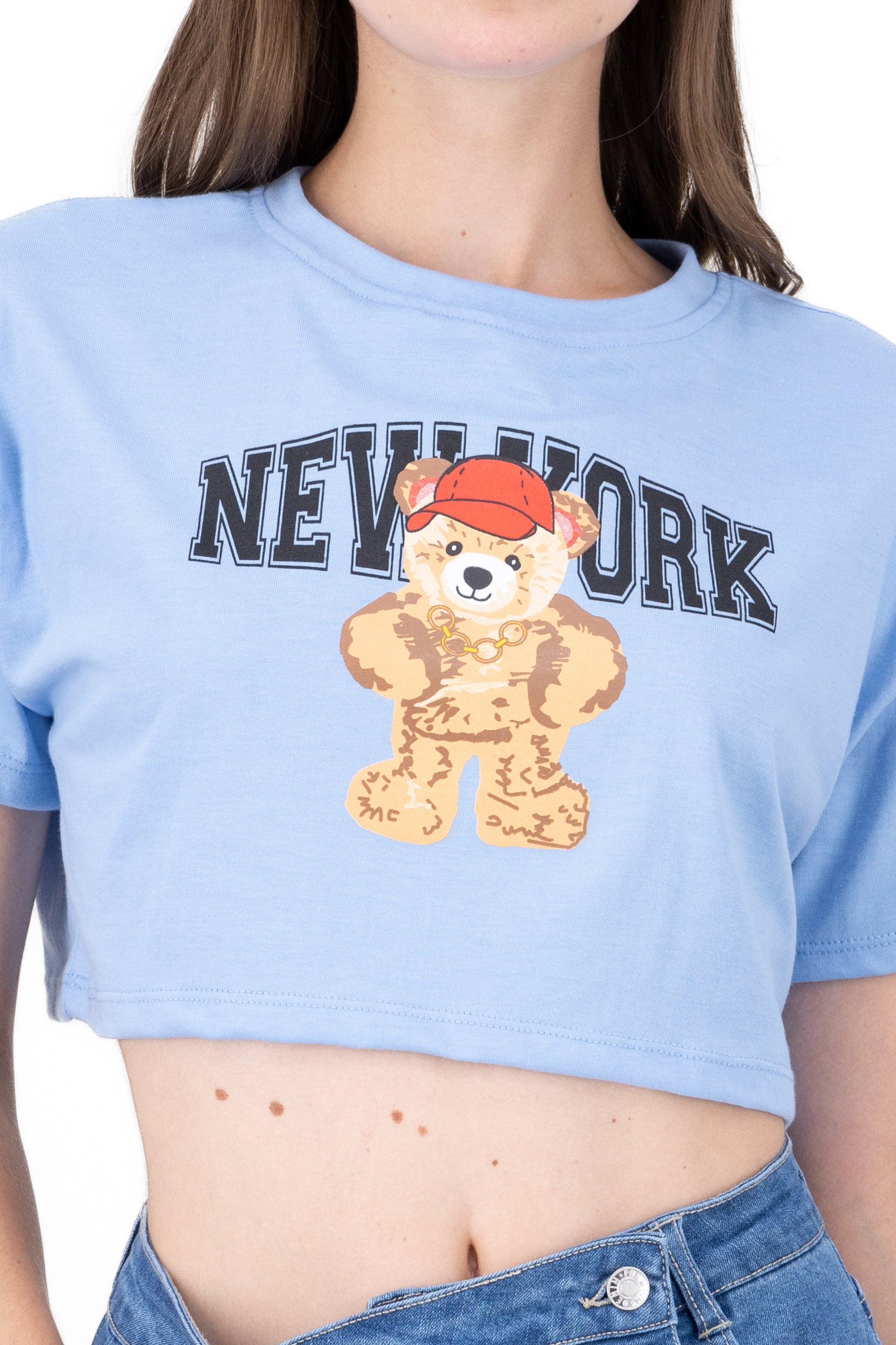 Top Crop Osito Nueva York AZUL PASTEL