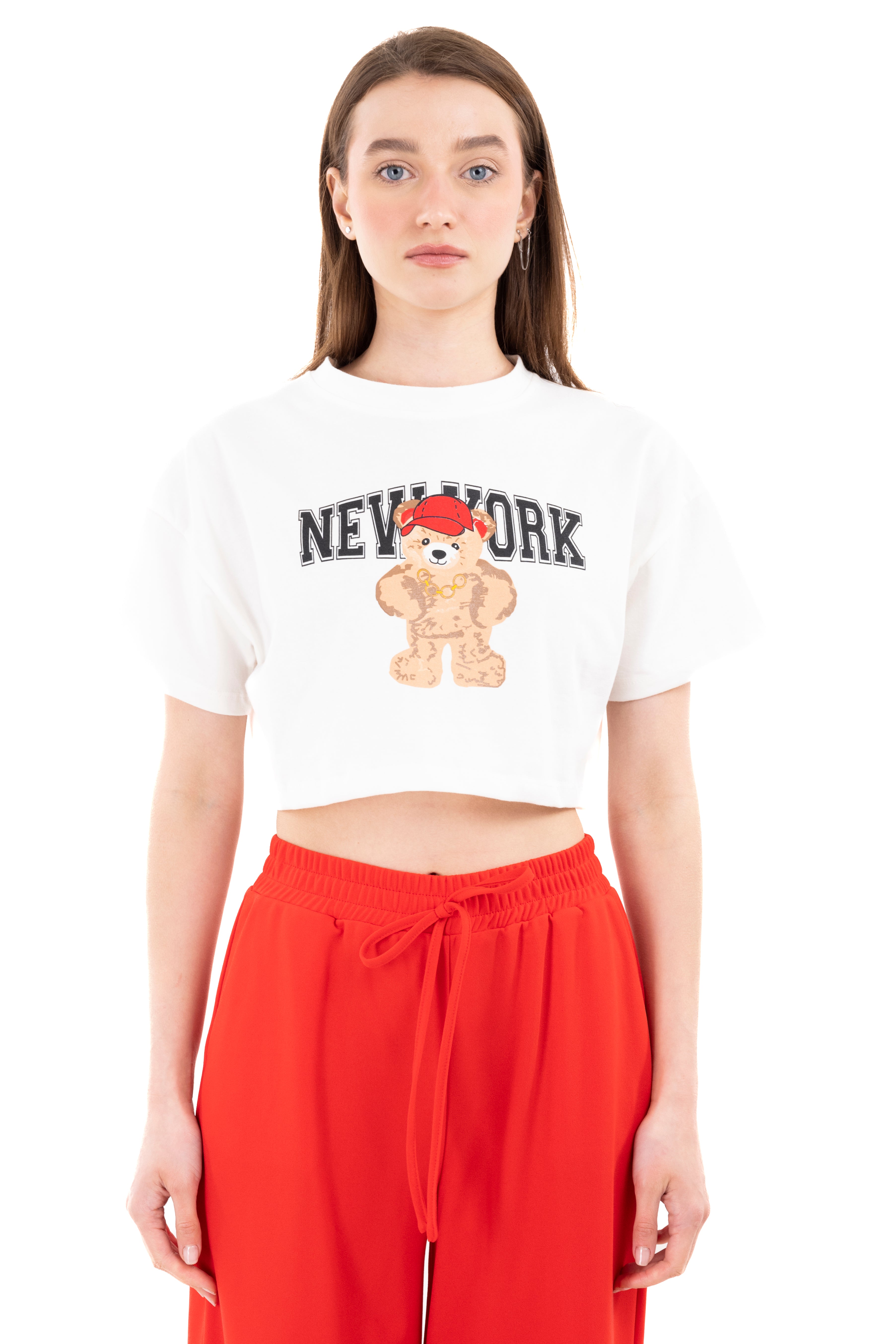 Top Crop Osito Nueva York HUESO COMBO