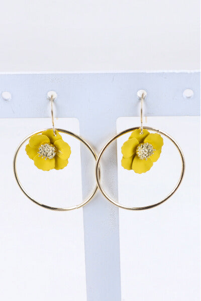 Flower circle earrings YELLOW