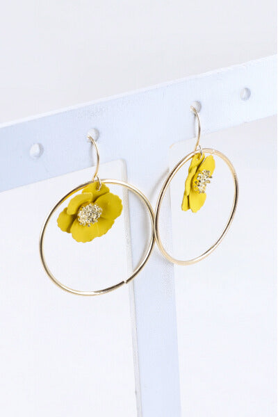 Flower circle earrings YELLOW