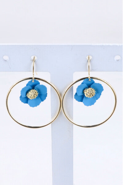 Flower circle earrings BLUE