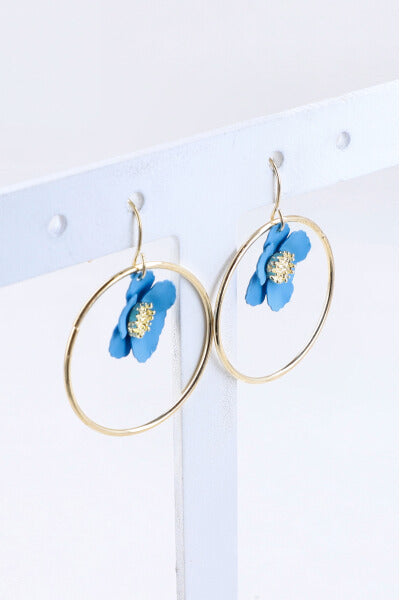 Flower circle earrings BLUE