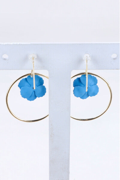 Flower circle earrings BLUE