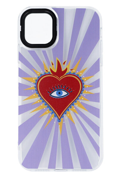 Funda celular i 11-XR corazón llamas LILA