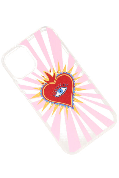 Funda celular i 11-XR corazón llamas ROSA